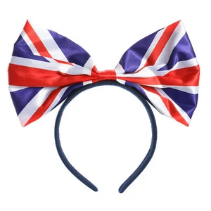 UNION JACK FLAG BOW HEADBAND VE DAY 2025 GIRLS LADIES FANCY DRESS BRITISH - Picture 1 of 7
