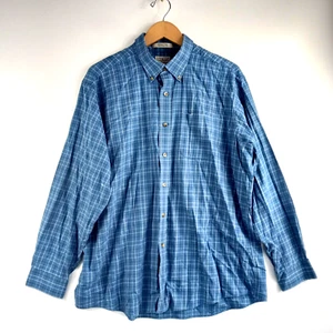 LL Bean Button Down Shirt Men's Size XL White Blue Check Traditional Fit Pocket - Picture 1 of 5