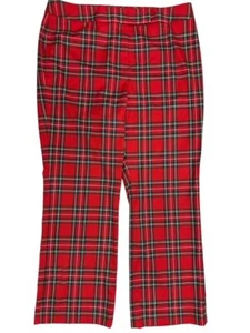 Preston & York size 10 Pants Fancy Cherry Red York Plaid Straight Wide Leg $109 - Picture 1 of 5