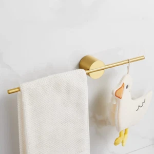 Brushed Gold Aluminum Adjustable Towel Bar Bathroom Wall Mounted Towel Holder - Picture 1 of 11