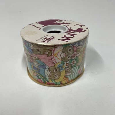 Lion Ribbon Company Potter Bunnies Pastel Easter Spring Floral Pastel 25 Yds NOS - Image 1 of 4