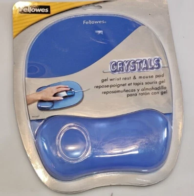 Fellowes Gel Crystals Mouse Pad w/Wrist Rest Rubber Back 8 x 9-/4 Blue #862439 - Image 1 of 4