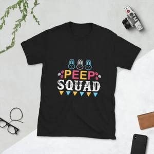 Easter Bunny Peep Squad Easter Eggs Typography Short-Sleeve Unisex T-Shirt - Picture 1 of 4