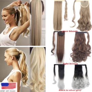 100% Real Clip In Hair Extension Ponytail Wrap Around As Human Long Hair Y@Y - Picture 1 of 18
