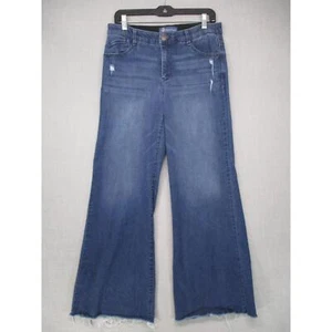 Democracy Ab Solution Blue Distressed Trendy Relaxed Wideleg Jeans Women Size 10 - Picture 1 of 11