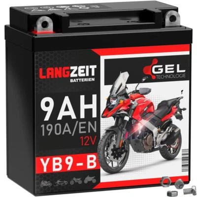 LANGZEIT YB9-B GEL Motorradbatterie 50914 12V 9AH 190A/EN CB9-B EB9-B 12N9-4B1 - Bild 1 von 4