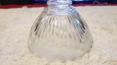 CLEAR GLASS COVER/SHADE RIBBED GLASS FROSTED FLORAL EDGE 2" FITTER FREE SHIPPING - Image 1 of 4