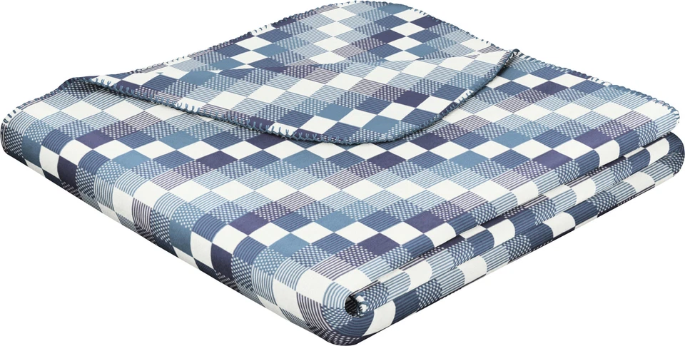 Biederlack Wohndecke Kuscheldecke 150x200 Stairway Karo kariert blau weiß 807601