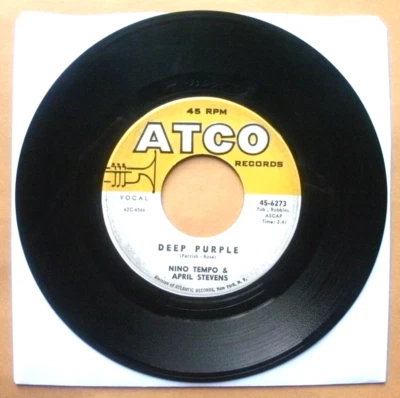 APRIL STEVENS & NINO TEMPO-DEEP PURPLE/I'VE BEEN CARRYING A TORCH-ATCO-1963-EXC - Image 1 of 2