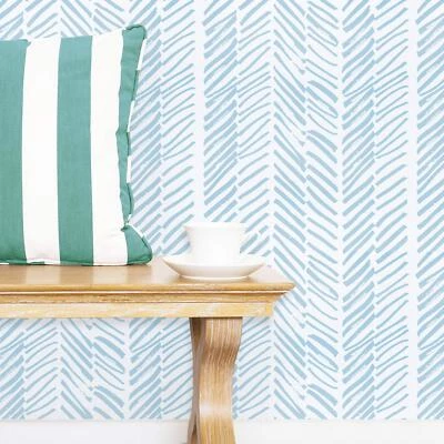 Line Peel and Stick Wallpaper Blue and White Wallpaper Striped Paper 17.7"x11... - Image 1 of 4