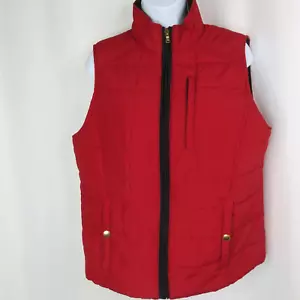Lauren Ralph Lauren Vest Ladies Size L Red Quilted Puffer Vegan Zip Pockets - Picture 1 of 16