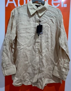 Massimo Dutti Oversize 100% Linen Shirt, Beige, Size Small, RRP £70, B83/14476 - Picture 1 of 3