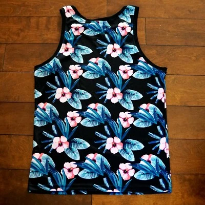 Original Deluxe HOMBRE CAMISETA SIN MANGAS JERSEY FLORAL NEGRO TALLA S M  Foto 1 de 4