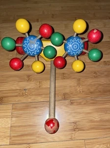  VINTAGE 80'S KOUVALIAS GALAXY ROTATING WOODEN GREEK TOY GREECE  - Picture 1 of 17