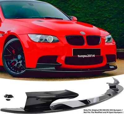 For BMW M3 E90 E92 E93 Front Bumper Splitter Lip Glossy Black MP Style 2008-2013 Foto 1 de 4