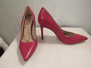 Sam Edelman Cherry Hazel Red Croc Embossed Leather Pointed Toe Heel Pumps 9 NWOB - Picture 1 of 14