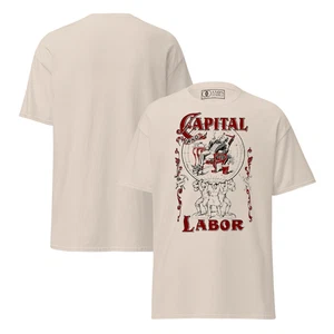 Unisex Graphic Pro-Labor Capital/Labor Political Vintage-Style T-shirt - Picture 1 of 10