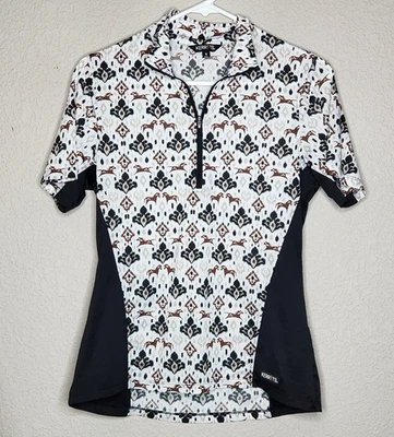 Kerrits Women's 1/4 Zip Shirt -Horse Equestrian Active- White Brown Black Small - Image 1 of 4