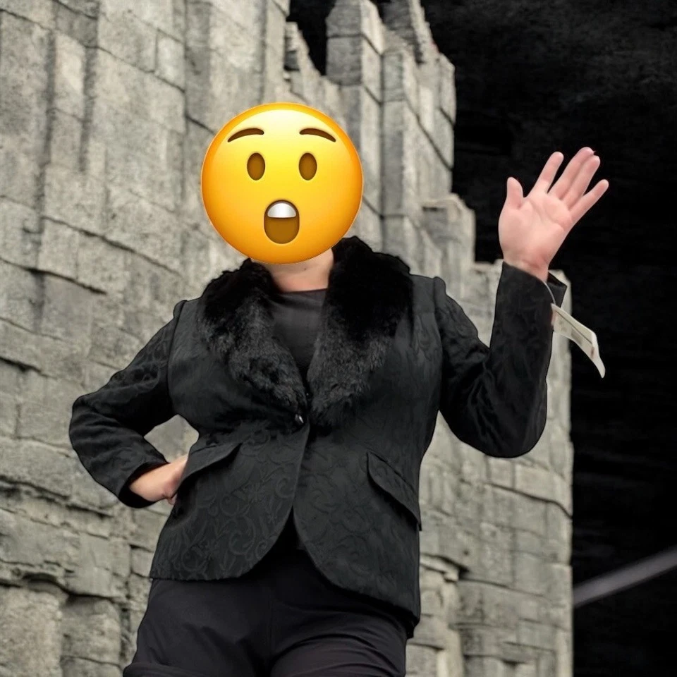 Chaqueta Blazer Jones New York De Colección Negra Damasco Imitación Piel 14W 14 Gótico Vampiro Foto 1 de 4