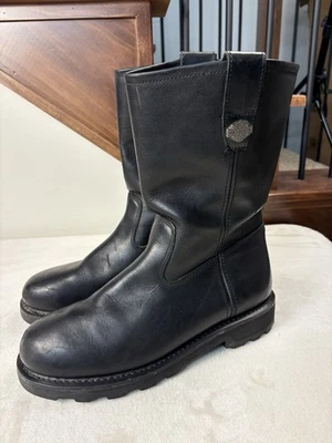Vtg Harley Davidson Black Leather Boots 11” Motorcycle Boots Men’s Size 11.5 - Image 1 of 4