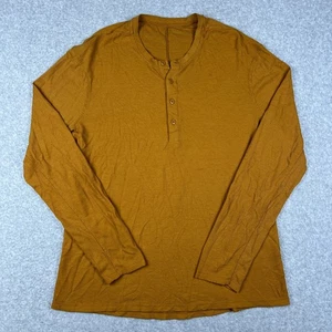 Lululemon Shift Stitch Henley Waffle Knit Long Sleeve Large Mens Beige Stretch - Picture 1 of 6
