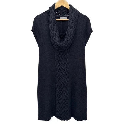 Classiques Entier 100% Merino Wool Cable Knit Cowl Neck Sweater Dress M Gray - Image 1 of 4