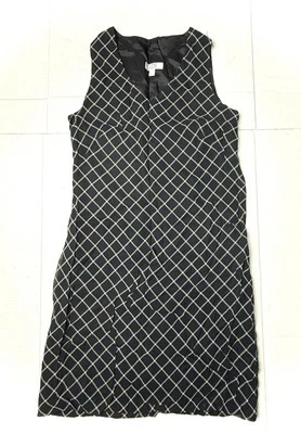Vintage Esprit Mini Dress Women’s 4 Black Plaid Vneck Sleeveless Y2K 90s Zip Up - Image 1 of 4