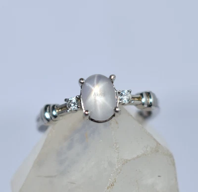 Postive Healing Natural Star Sapphire 925 Sterling Silver Ring Handmade Work - Image 1 of 4