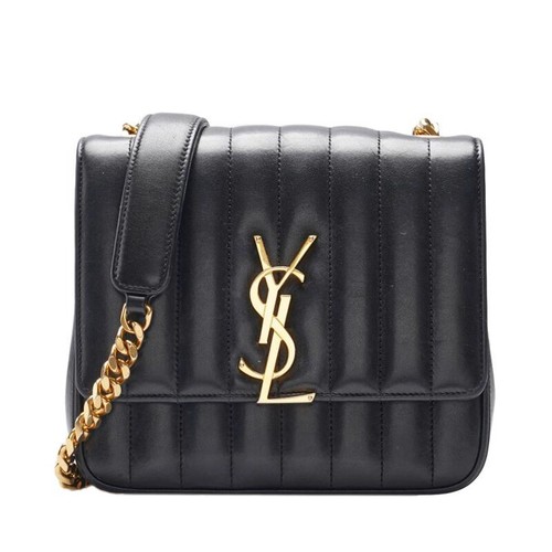 SAINT LAURENT (YSL) Borsa a tracolla media Saint Laurent nera Vicky catena oro