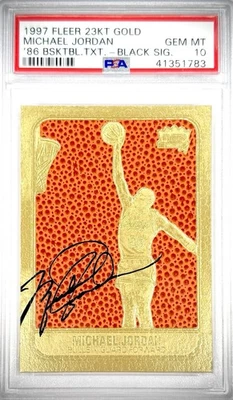 1997 Michael Jordan Fleer 23kt золото PSA 10 POP 60 текстура черный авто 1986 RC '86 - Изображение 1 из 3