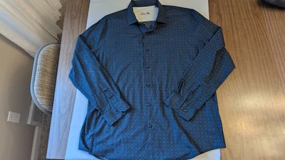 Camisa de vestir para hombre TASSO ELBA azul y negra XXL 18-18 1/2 excelente Foto 1 de 3