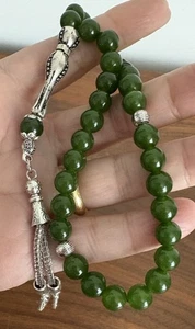 JADE STONE 33 STONE PRAYER BEADS TASBIH TESBIH MISBAHA SUBHA ROSARY MEDITATION - Picture 1 of 3