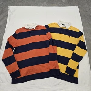 Lotto x2 Polo Uomo GRANDE Ralph Lauren Iconica Rugby Camicia Arancione/Navy e Giallo/Navy - Foto 1 di 24