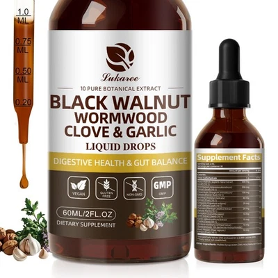 GPGP GREENPEOPLE Parasite cleanse-Black walnut wormwood cloves in Zeolite&activated Charcoal 60ml