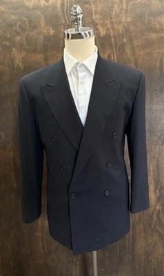 Abrigo Deportivo Giorgio Armani Le Collezioni Lana Virgen Azul Marino Doble Pecho 41 R Foto 1 de 4