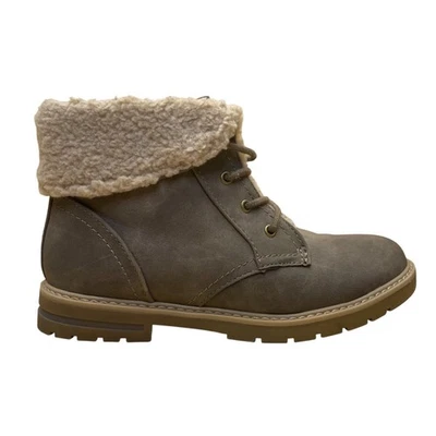 Sonoma Women’s Gray Faux Fur Collar Comfortable Lace-Up Ankle Boots Size 8M - Image 1 of 4
