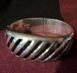 Bracciale Vintage Messico TM-72 Argento Sterling 925 Pesante Audace Cerniera Tg 6,5 - Foto 1 di 6