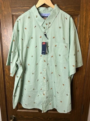 NWT Chaps Green Beer Short Sleeve Button Down Shirt Stretch Woven Mens 4XB - Image 1 of 4