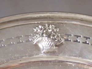 ANTIQUE DOMINICK & HAFF STERLING SILVER PIERCED 9" TRAY WITH FLOWER BASKET EDGE  - Picture 1 of 8