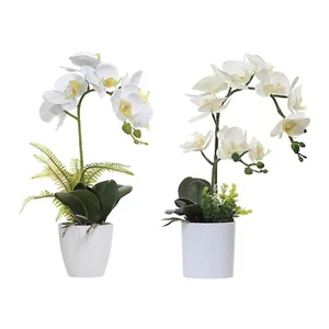 Olrla White Artificial Orchids Plant and Flowers in Pot Real Touch Faux Flowe... - Picture 1 of 7