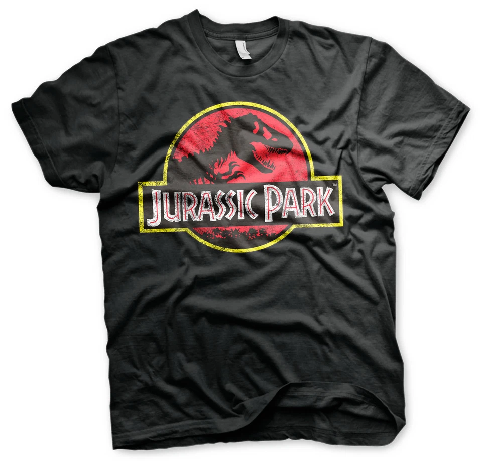 Jurassic Park 1993 Original Distressed Logo Dinosaurier T-Rex Männer Men T-Shirt