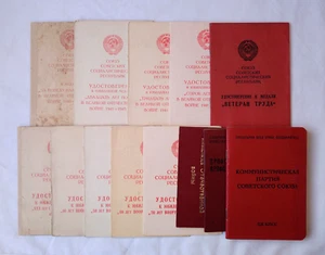 Soviet medal certificates WWII veteran Lot 13x USSR military ID document Captain - Picture 1 of 17