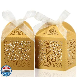 COTOPHER 100Pcs Laser Cut Favor Boxes, 2x2x2.75in Small Gift Boxes for Presen - Picture 1 of 5