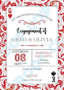 PERSONALISED ENGAGEMENT PARTY PLAYING CARDS INVITES Invitations Pack of 10 - Picture 1 of 4