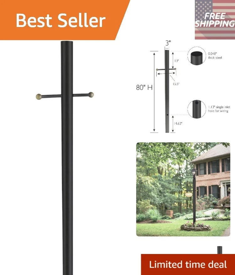 Poste de lámpara exterior de entierro directo de 80 pulgadas - estilo negro duradero y resistente a la intemperie Foto 1 de 4