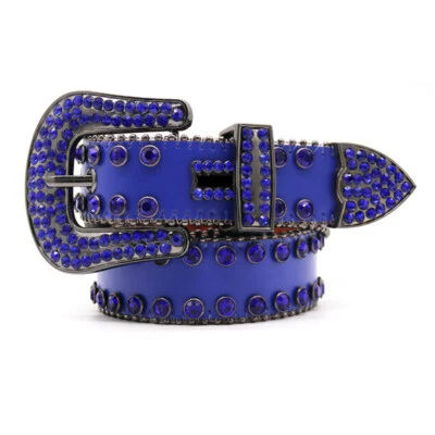 Cinturón de diamantes de imitación occidental para hombre Remache punk Tachonado Vaquera Vaquero Cristal Mujeres Cinturón Foto 1 de 4