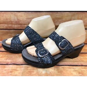 Dansko SOPHIE 9841180200 Black Leather Polka Dots Slide Sandals Womens 39 (5m43)