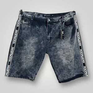 NEW $64 Rocawear Baggy Shorts Mens 48x14 Black Blast Denim Shorts Streetwear NWT - Picture 1 of 7
