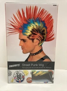 Smiffy's Street Punk Mohawk Wig Multi-Color 1980s Fancy Dress Costume Dress-Up - Picture 1 of 4