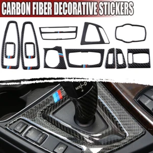 12pcs Set Real Carbon Fiber Interior Trim Decor Cover For BMW 3 4 Series F30 F34 - Picture 1 of 11